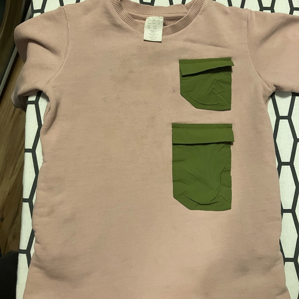 Organic cotton colour block dress with pockets